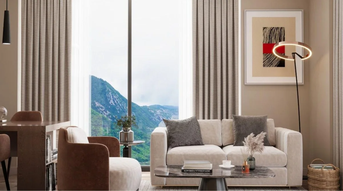 Royal Collection living room design with full-height windows